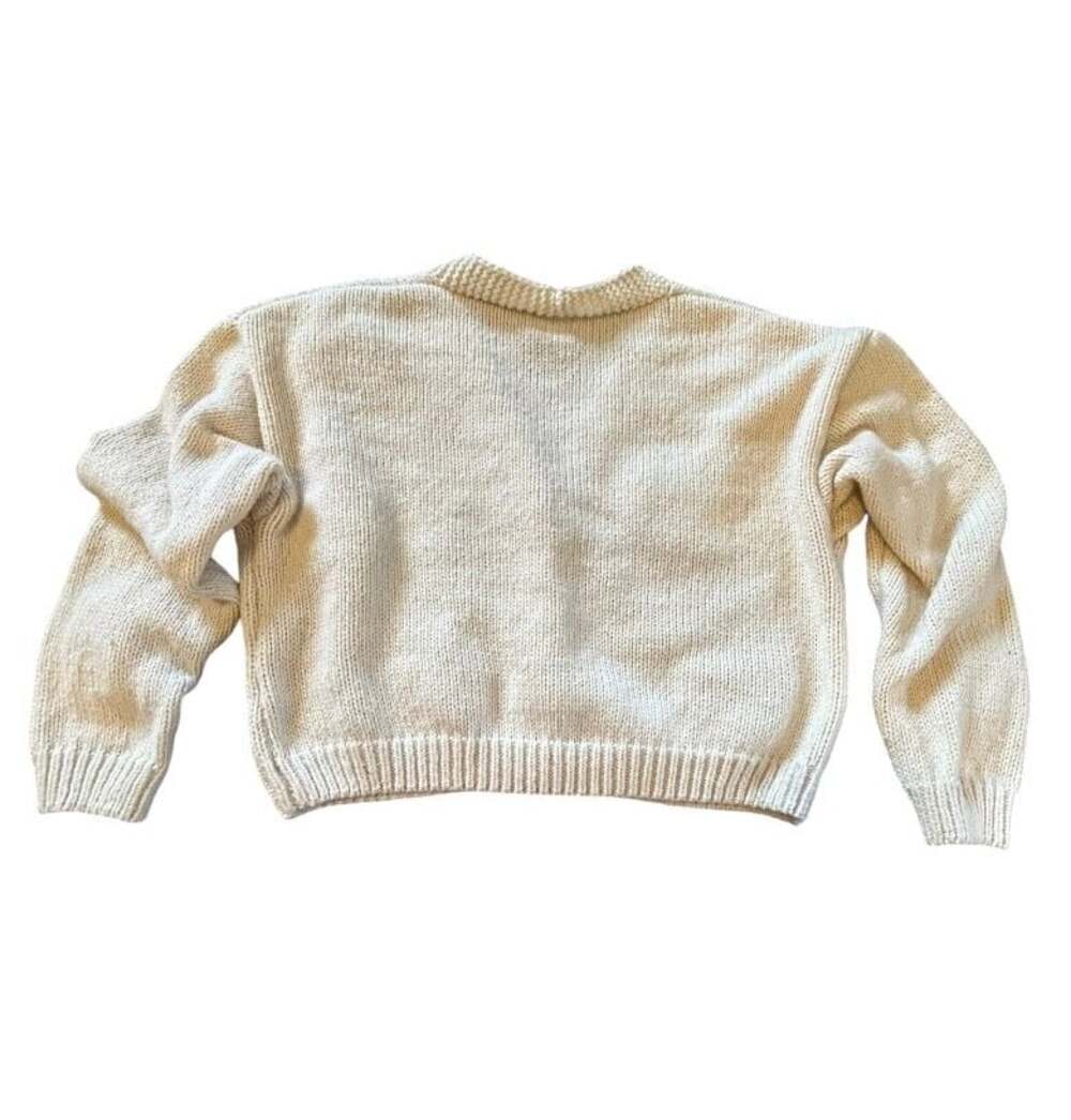 Luna Ivy Cream Knit Cardigan with 3D Flower Appliques - Picture 2 of 5